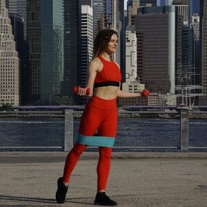 Alala Red Performance Tank Top and leggings